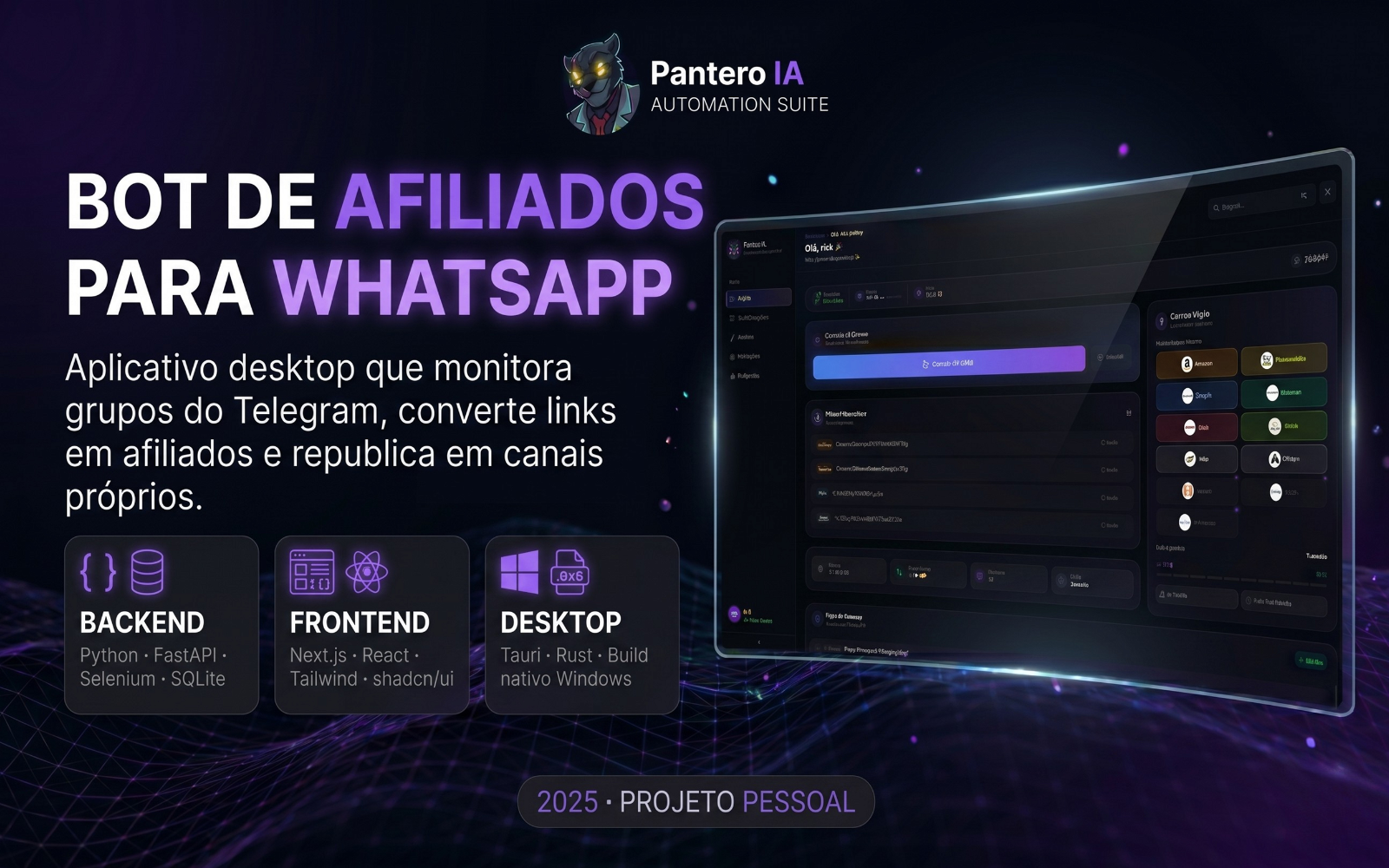 Dashboard do Pantero IA
